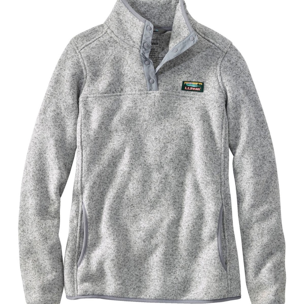 L.L.Bean Sweater Fleece Pullovever Snap T Womens Medium Regular Gray